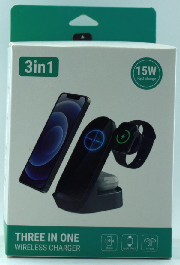 Беспроводная зарядка W10 WIRELESS CHARGER 3в1 15W