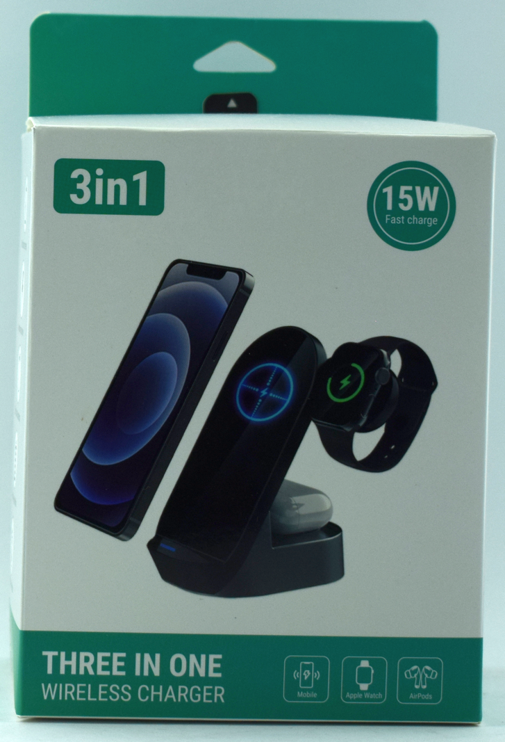 Беспроводная зарядка W10 WIRELESS CHARGER 3в1 15W