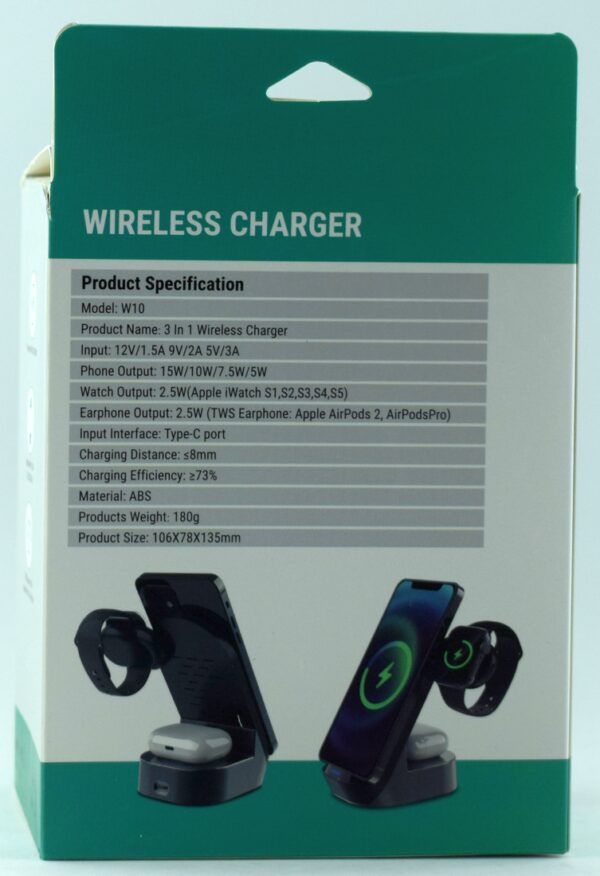 Беспроводная зарядка W10 WIRELESS CHARGER 3в1 15W - Image 2