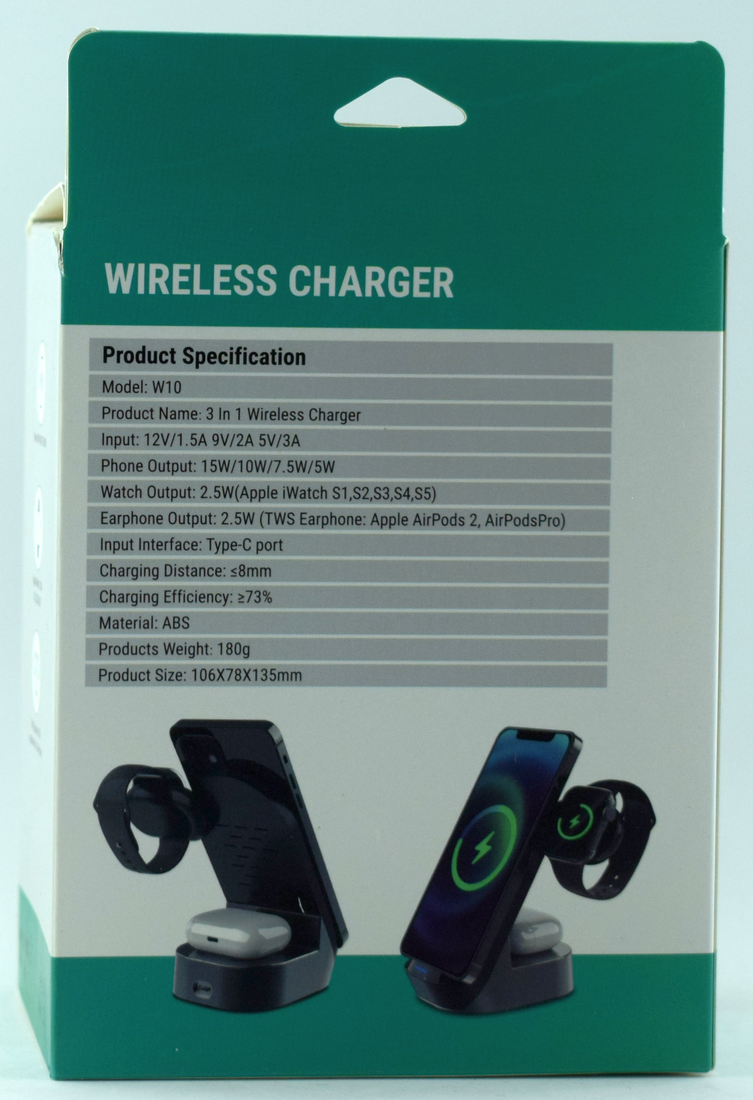 Беспроводная зарядка W10 WIRELESS CHARGER 3в1 15W - Image 2