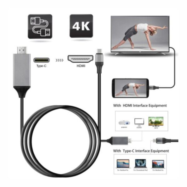 Кабель TYPE-C-HDMI HDTV 4K 2m - Image 3