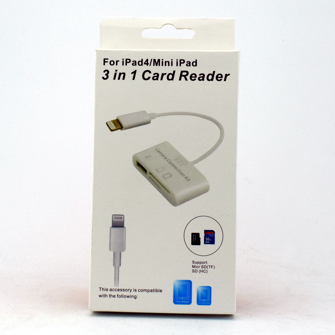 Кардридер 3 in 1 Card Reader For iPad4/Mini iPad