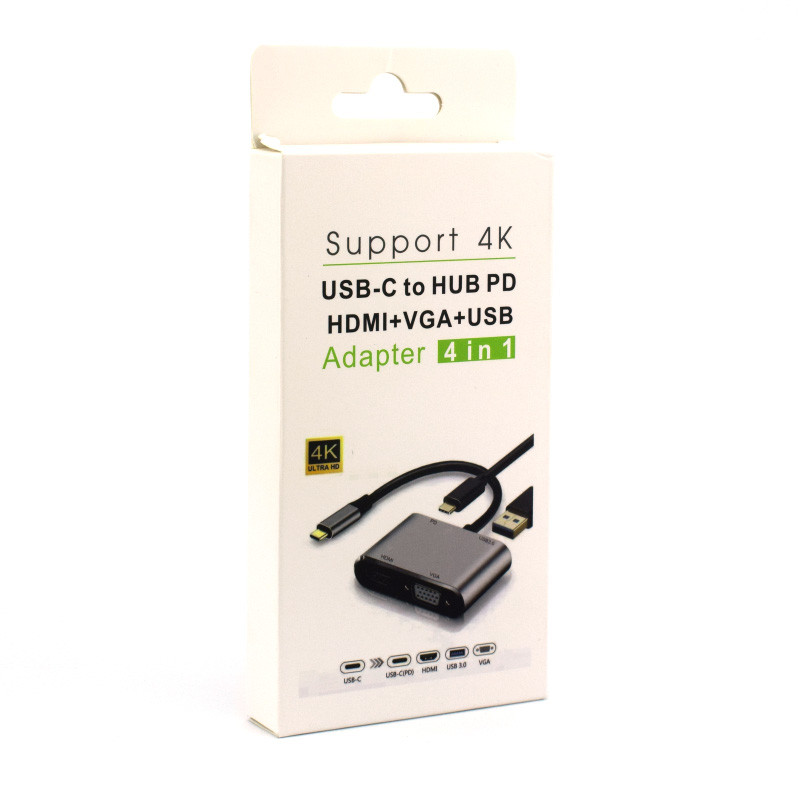 Переходник 4K USB-C HUB PD+HDMI+VGA+USB adapter 4 in 1 - Image 5