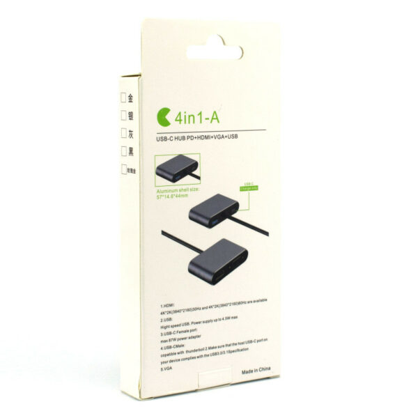 Переходник 4K USB-C HUB PD+HDMI+VGA+USB adapter 4 in 1 - Image 6