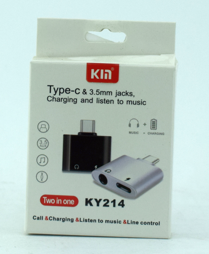 Переходник KIN KY-214 TYPE-C на AUX3.5mm+зарядка