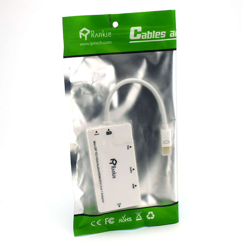 Переходник R-1133A mini DisplayPort adapter 4 in 1 DVI+HDMI+VGA+3.5mm - Image 4