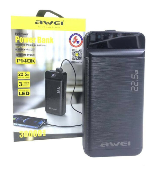 Power Bank AWEI P-140K 30000 mAh 22.5W