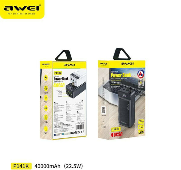 Power Bank AWEI P-141K 40000 mAh 22.5W