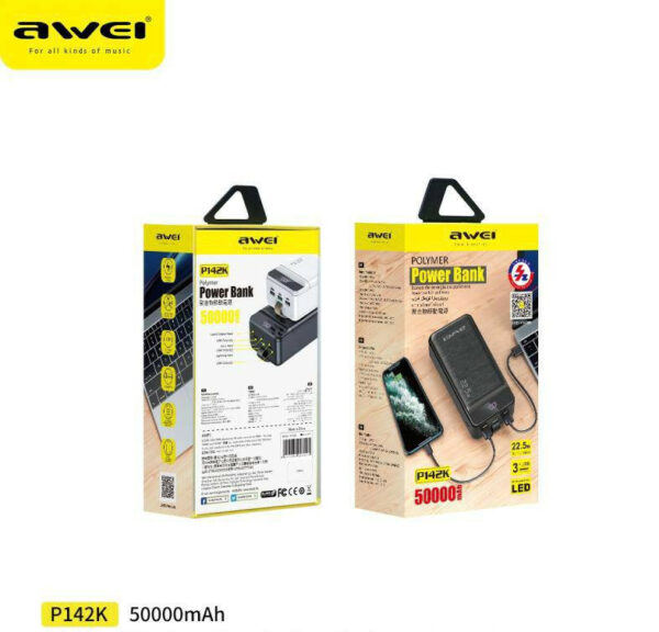 Power Bank AWEI P-142K 50000 mAh 22.5W