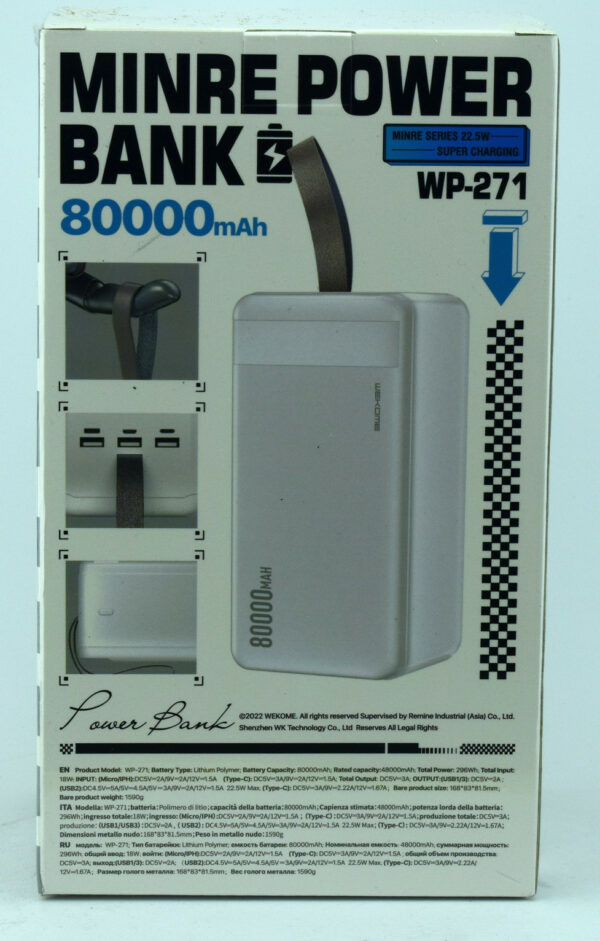 Power Bank WEKOME WP-271 80000 mAh 22.5W - Image 2
