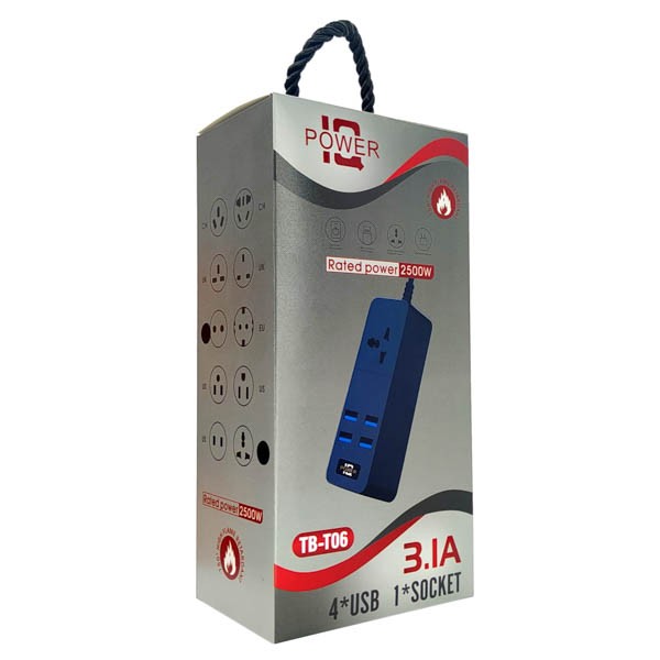 Сетевой удлинитель IQ POWER TB-T06(2m)-4USB+1розетка 2500W 3.1A - Image 3