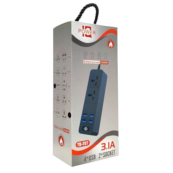 Сетевой удлинитель IQ POWER TB-T07(2m)-4USB+2розетки 2500W 3.1A - Image 3