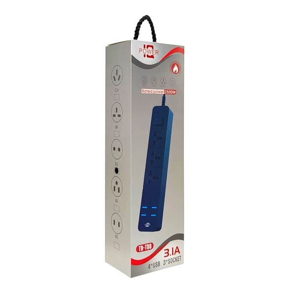 Сетевой удлинитель IQ POWER TB-T08(2m)-4USB+3розетки 2500W 3.1A - Image 3