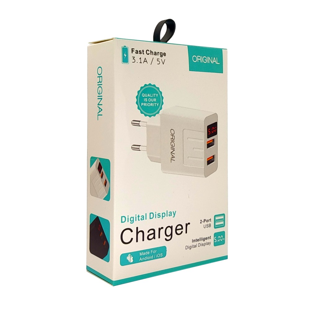 СЗУ CHARGER 2USB 3.1A/5V+LCD APD-2S