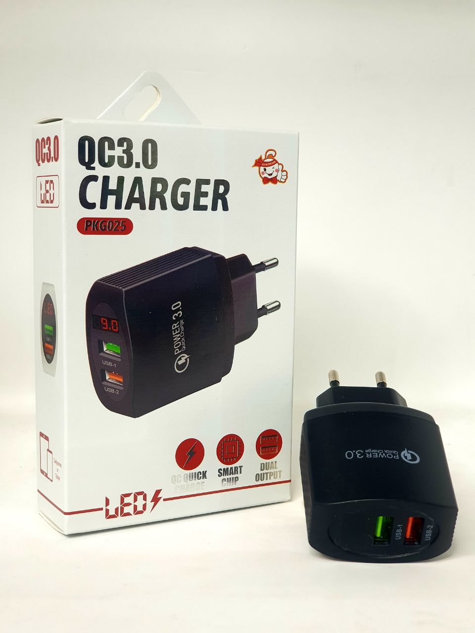 СЗУ CHARGER PKG025 QC3.0 2USB LED