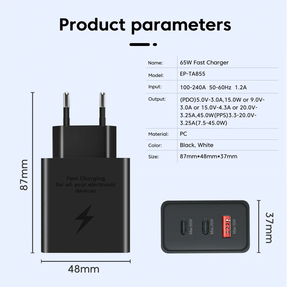 СЗУ для Samsung EP-TA855 S22A 1USB+Type-C+ Type-C - Image 2