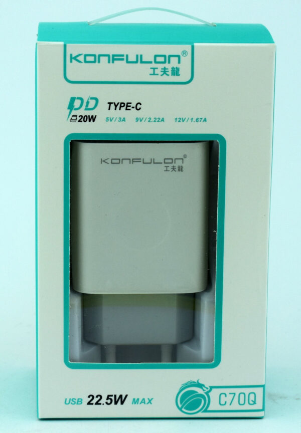 СЗУ KONFULON C70Q 1USB+1PD 22.5W