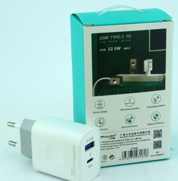 СЗУ KONFULON C70Q 1USB+1PD 22.5W - Image 2
