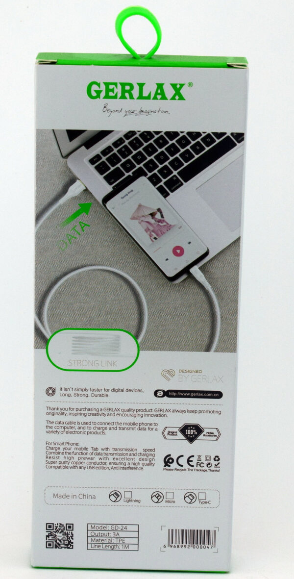 USB кабель GERLAX GD-24 iPhone 3A - Image 2