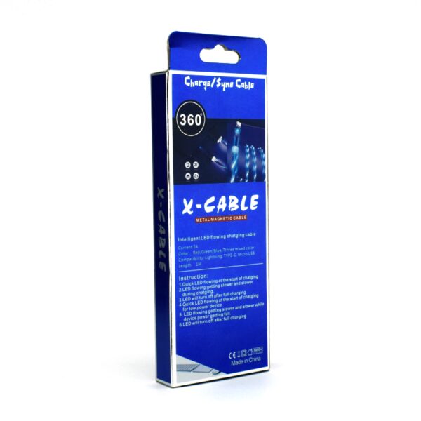 USB кабель X360 3в1 Светящийся Micro-iPhone-Type-C магнитный - Image 6