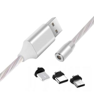 USB кабель X360 3в1 Светящийся Micro-iPhone-Type-C магнитный