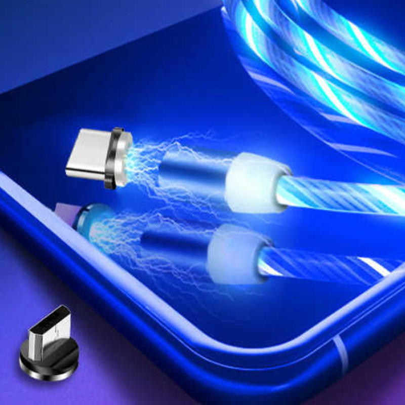 USB кабель X360 3в1 Светящийся Micro-iPhone-Type-C магнитный - Image 3