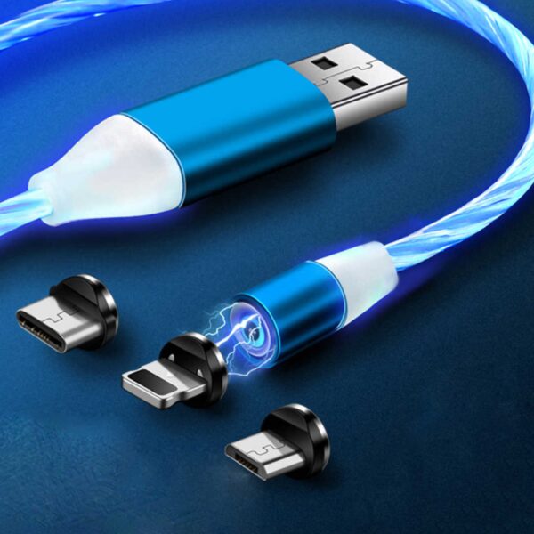 USB кабель X360 3в1 Светящийся Micro-iPhone-Type-C магнитный - Image 4